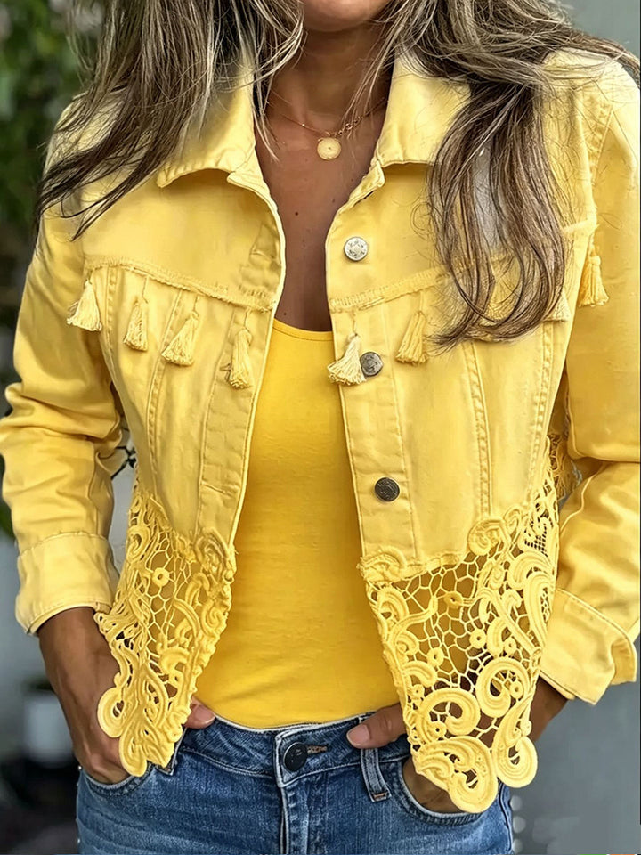 Sylvie™ | Fringe Lace Bohemian Denim Jacket