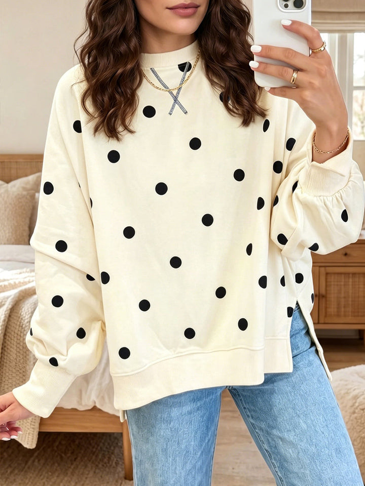 Olivia™ | Chic Sunshine Yellow & Blue Polka Dot Sweatshirt