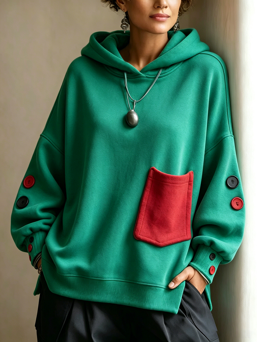 Ophelia™ | Artistic Color-Block Relaxed  Loose-Fit Hoodie