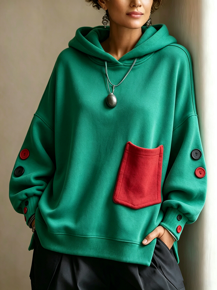 Ophelia™ | Artistic Color-Block Relaxed  Loose-Fit Hoodie