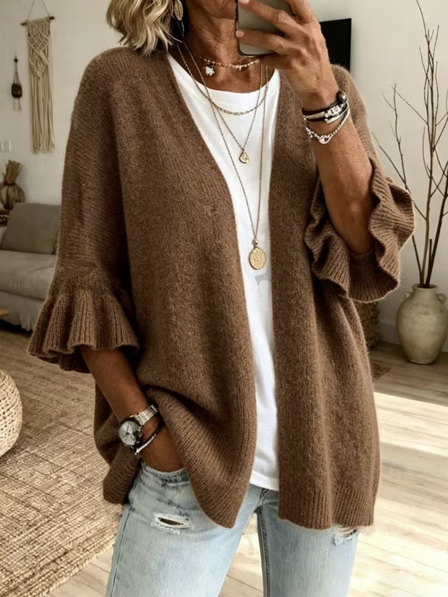 Isabella™ | Knit Ruffled Sleeve Cardigan