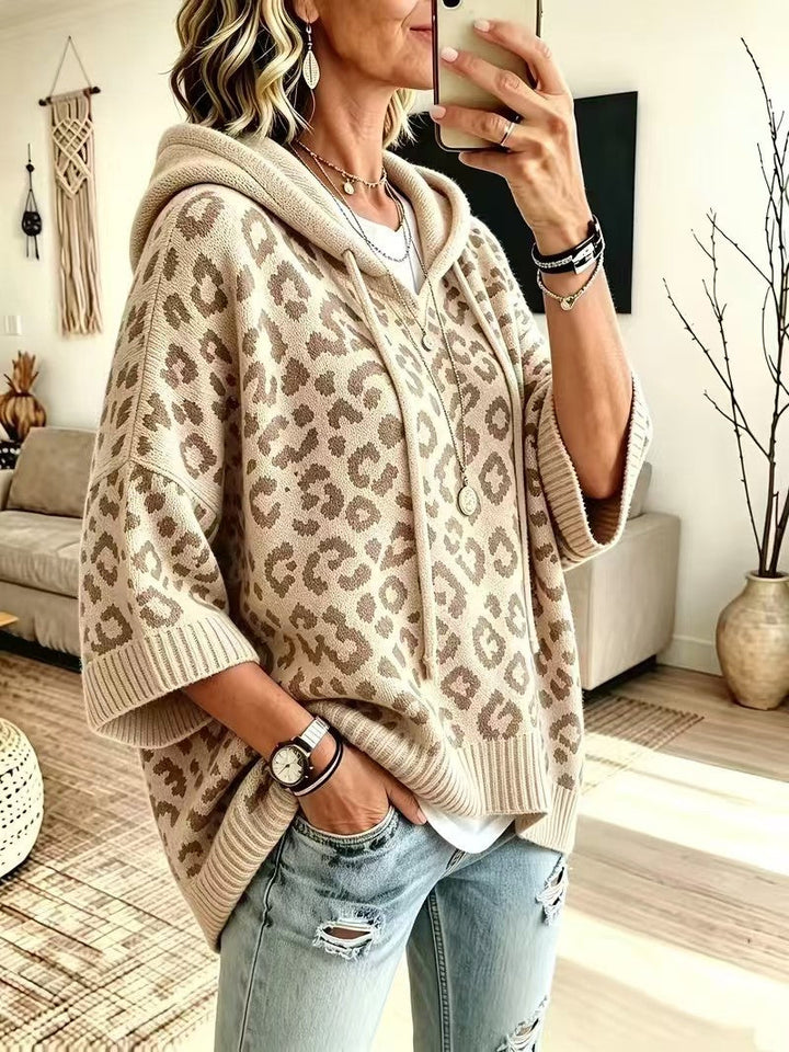 Ivy™ | Leopard Print Knitted Casual Hoodie