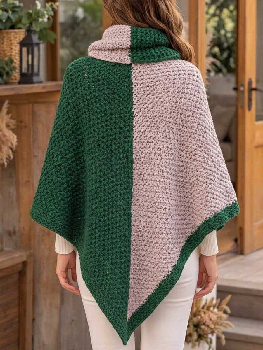 Victoria™ | Elegant Two Tone Chunky Knit Poncho