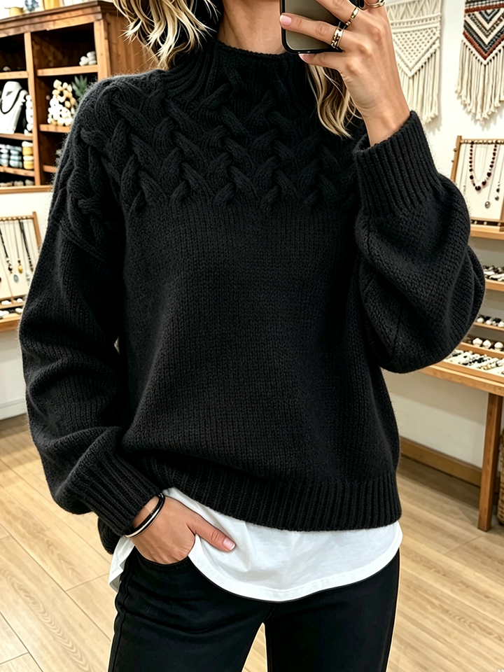Amelia™ | Basketweave Cable-knit Sweater