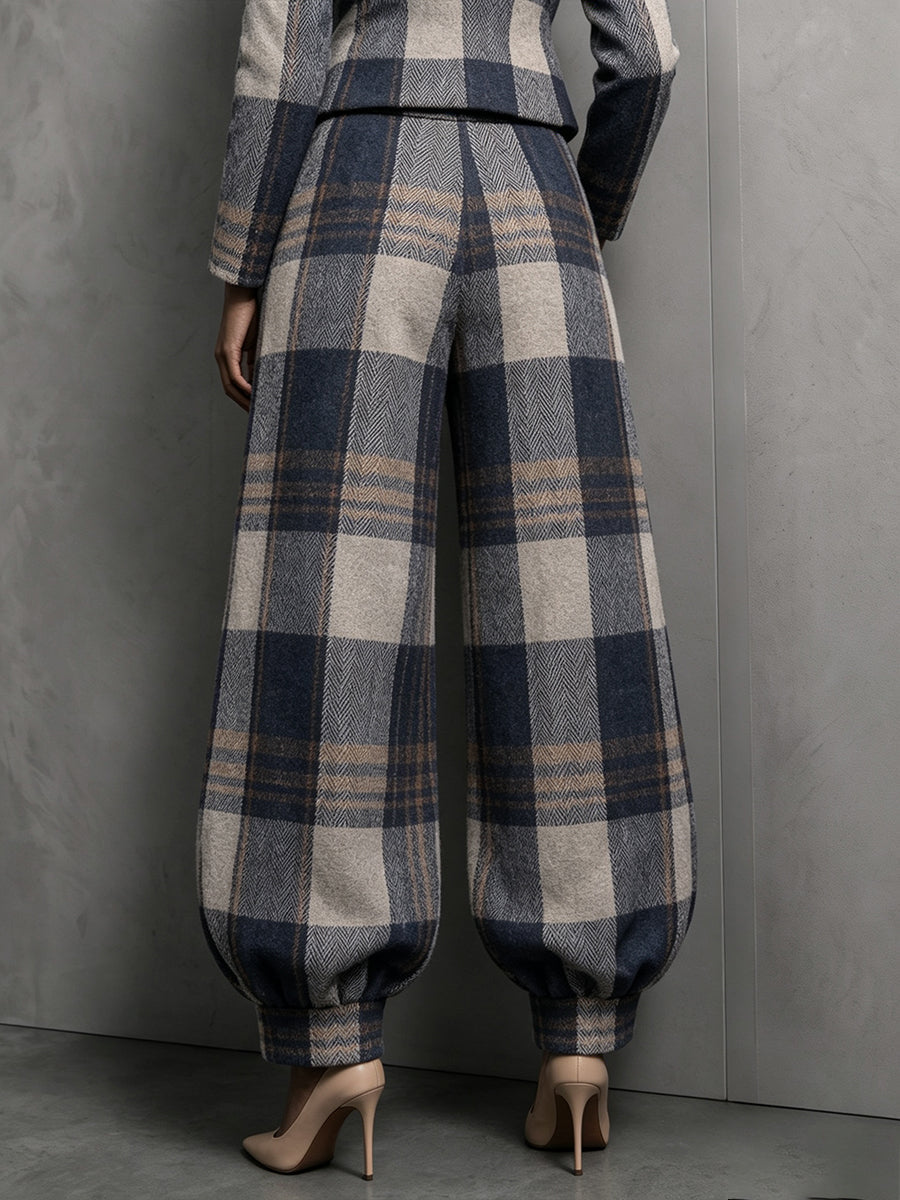 Amara™ | Plaid Wide-Leg Tailored Trousers