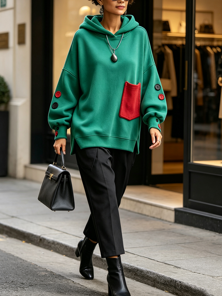 Ophelia™ | Artistic Color-Block Relaxed  Loose-Fit Hoodie
