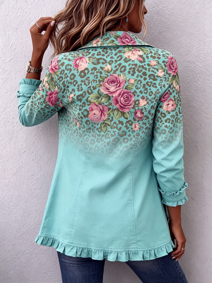 Audrey™ | Boho Retro Floral Leopard Ruffle Jacket