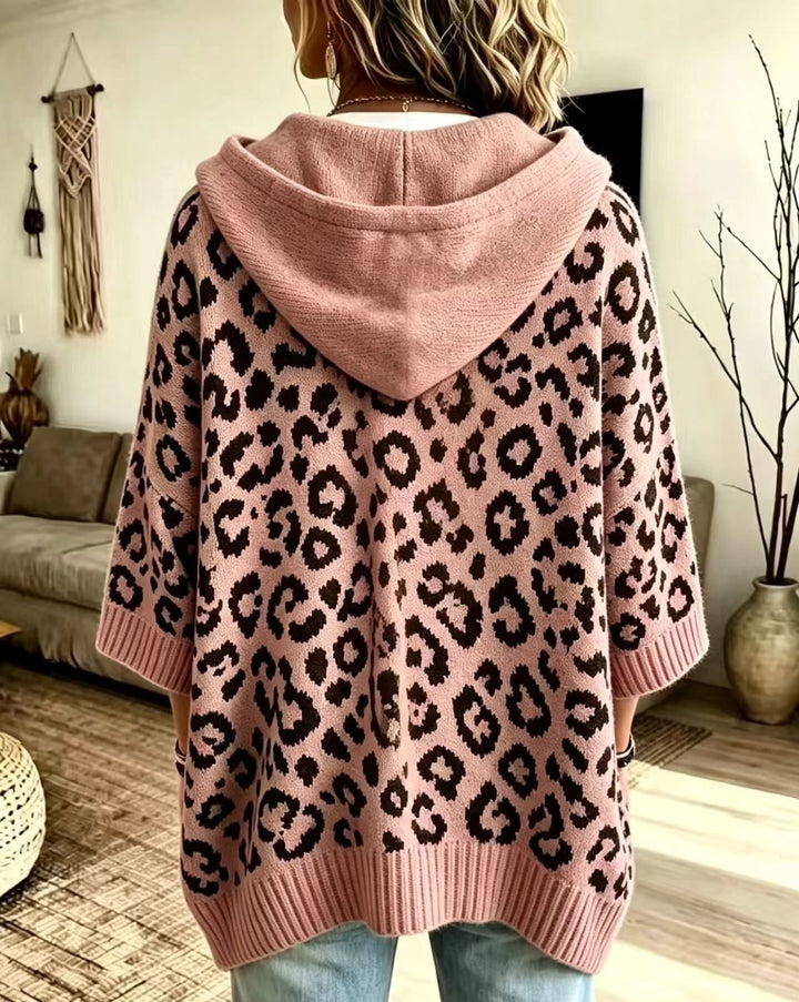 Ivy™ | Leopard Print Knitted Casual Hoodie