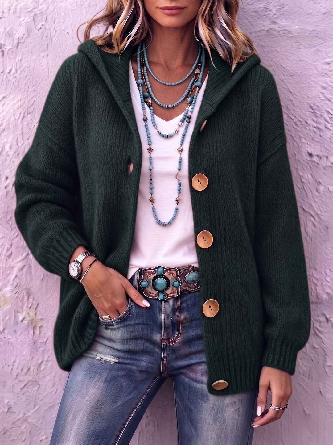 Hannah™ | Chic Hooded Knit Cardigan