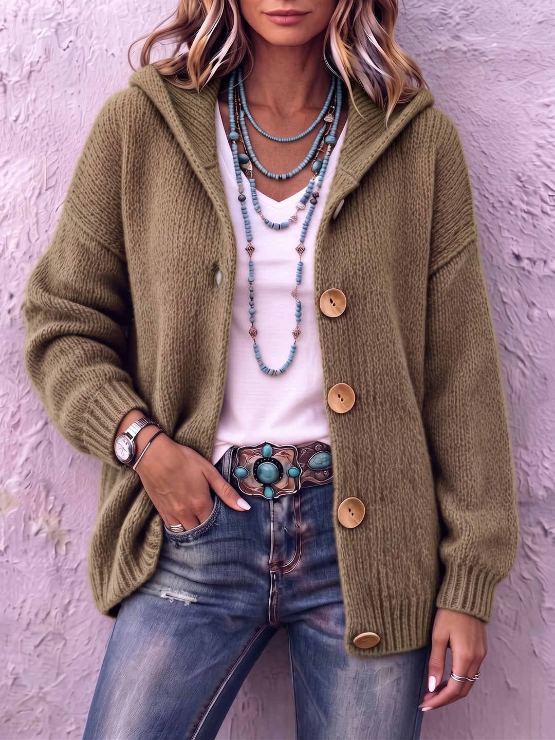 Hannah™ | Chic Hooded Knit Cardigan
