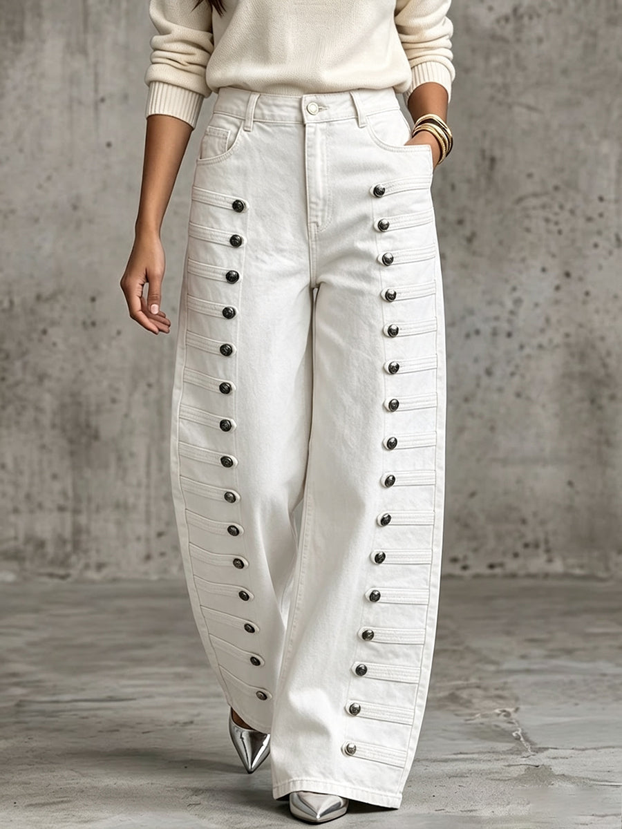 Marlowe™ | Military Button Casual Denim Jeans