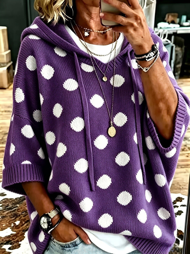 Kaitlyn™ | Casual Hooded Polka-dot Knit Pullover