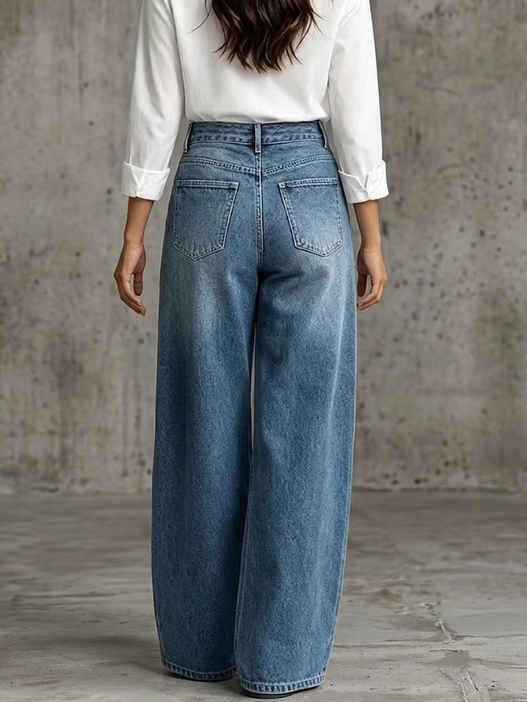 Hazel™ | Casual Military-style Jeans With Metal Buttons