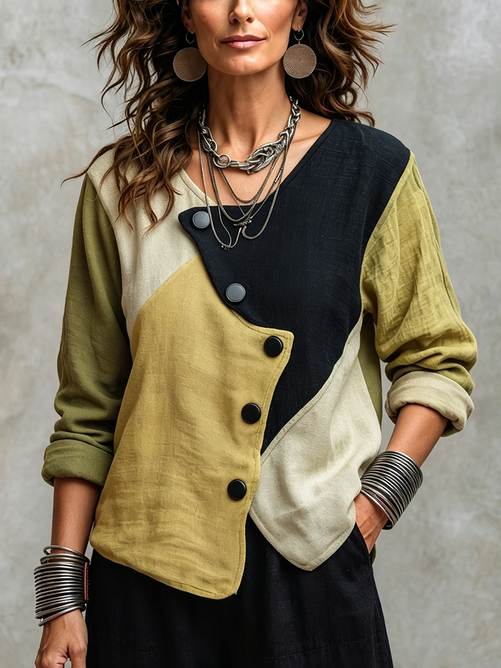 Sophia™ | Asymmetric Colorblock Top