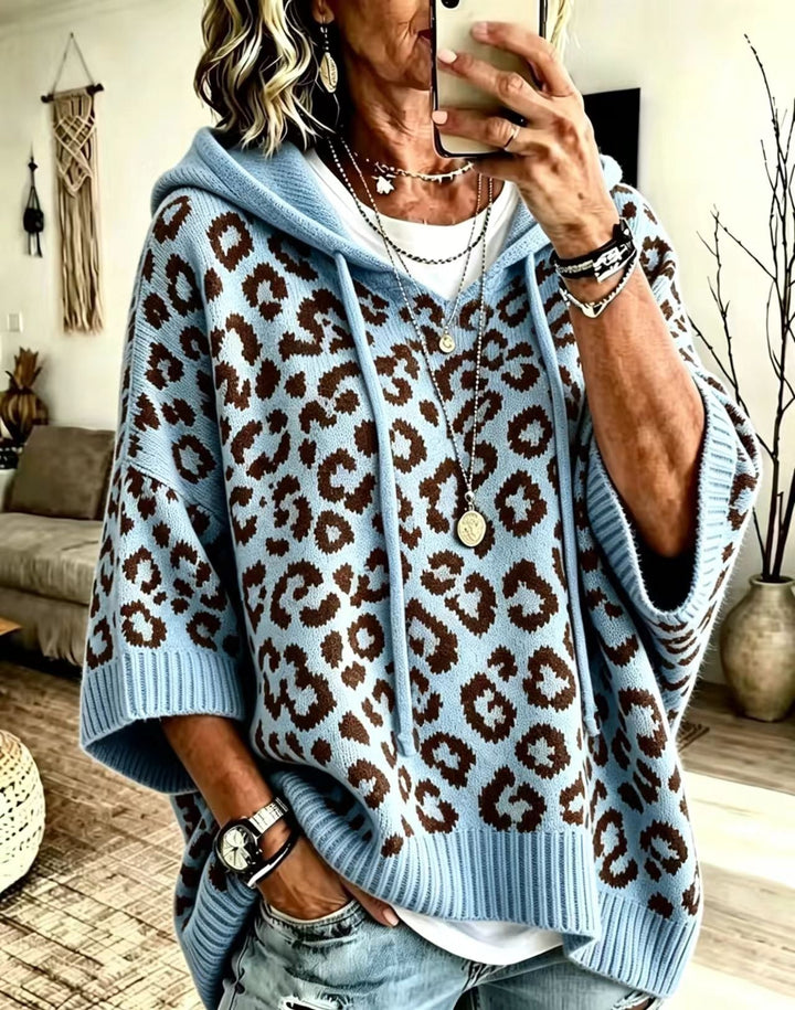 Ivy™ | Leopard Print Knitted Casual Hoodie