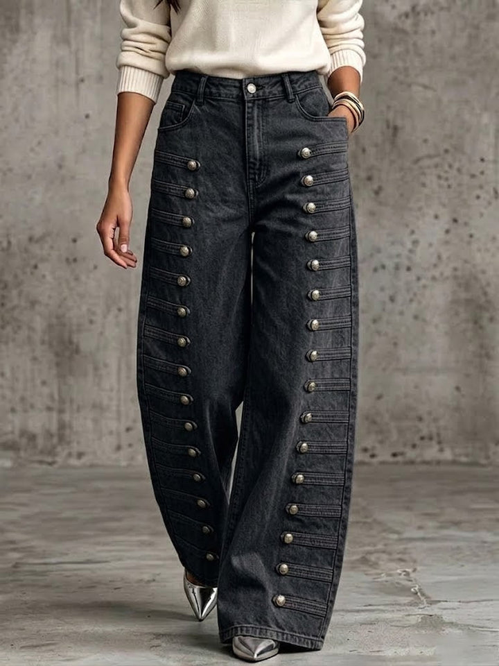 Marlowe™ | Military Button Casual Denim Jeans
