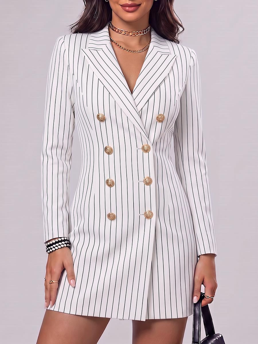 Colette™ | Striped Lapel Slim-Fit Suit Dress