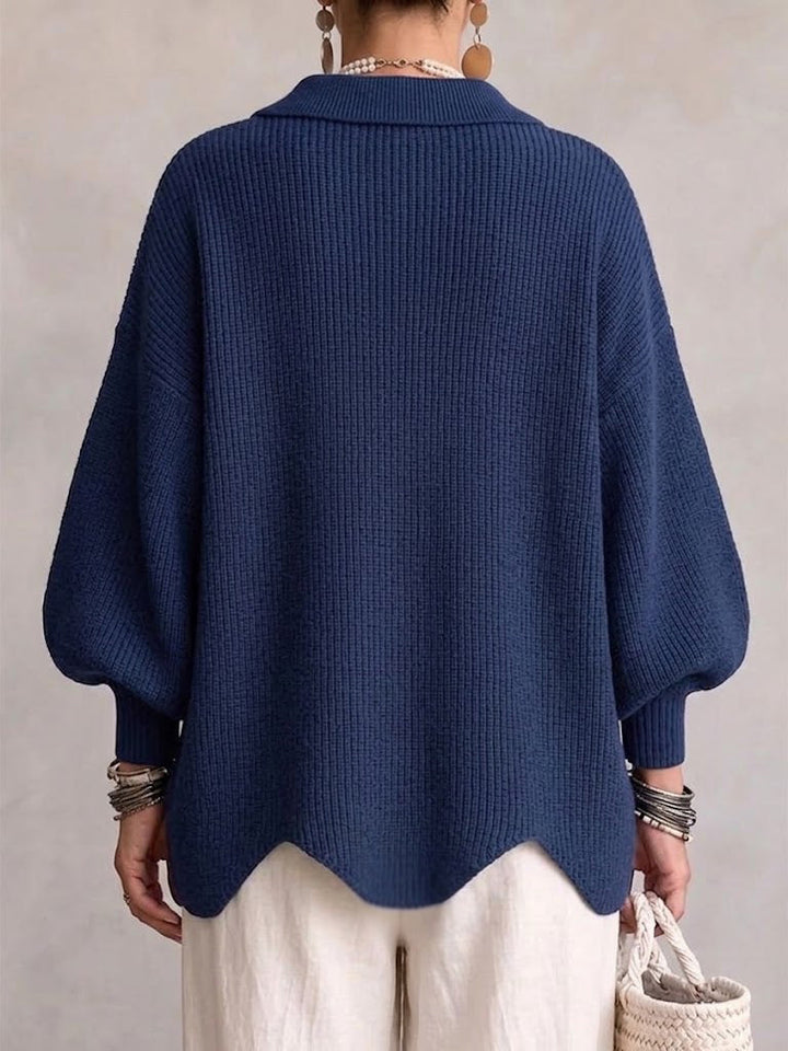 Avery™ | Oversized Collared Knit Cardigan With Large Metal Buttons