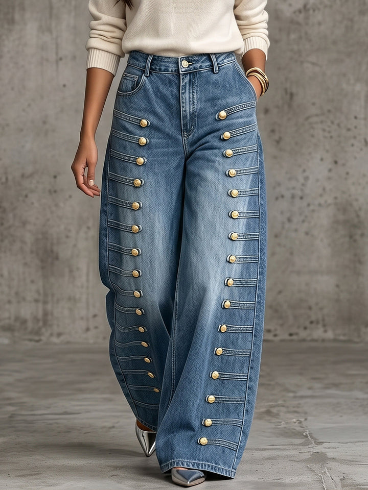 Marlowe™ | Military Button Casual Denim Jeans