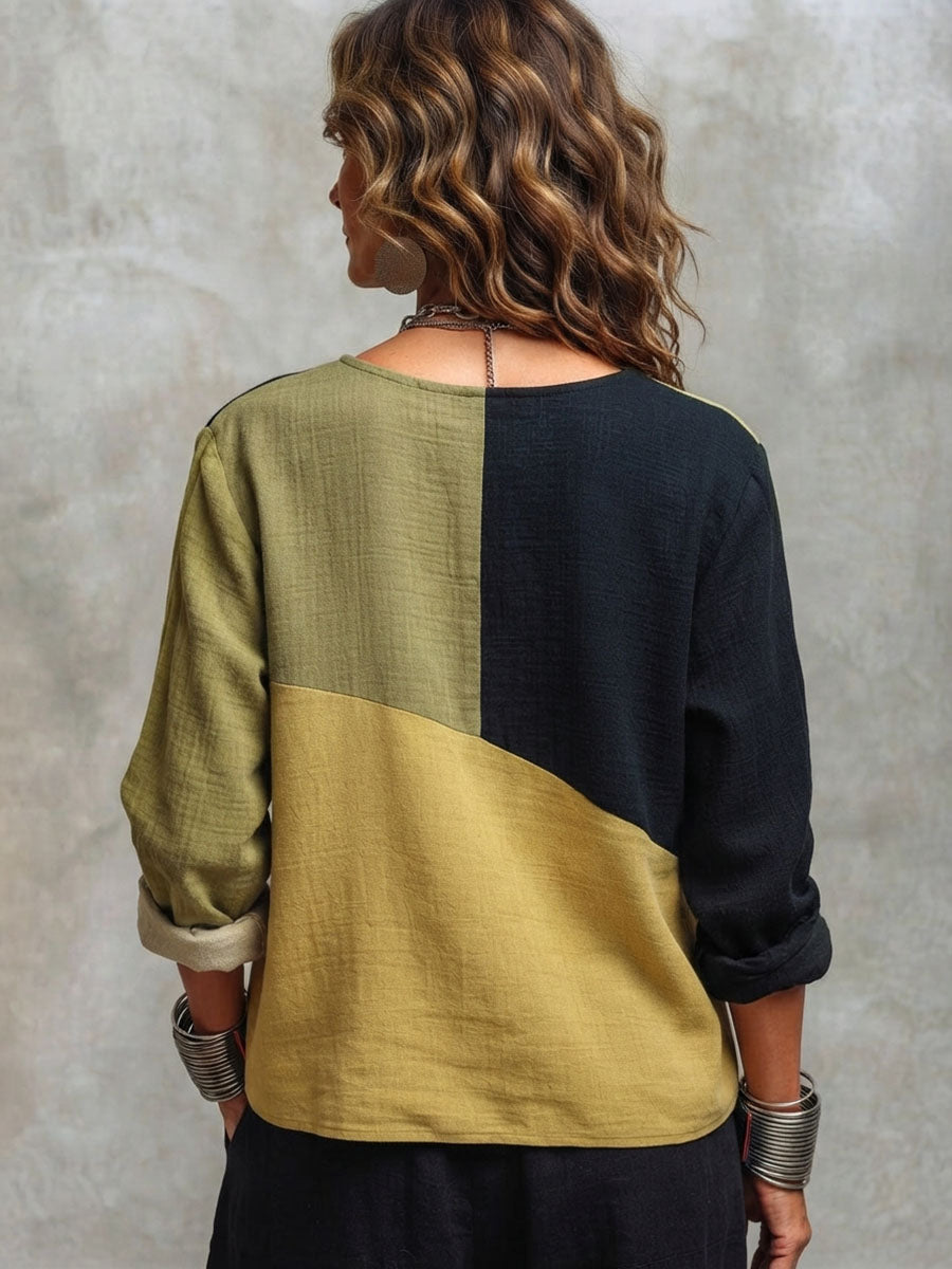Eliza™ | Stylish Asymmetric Colorblock Top