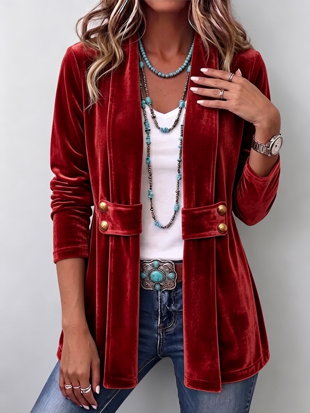 Emma™ | Velvet Long Sleeve Jacket