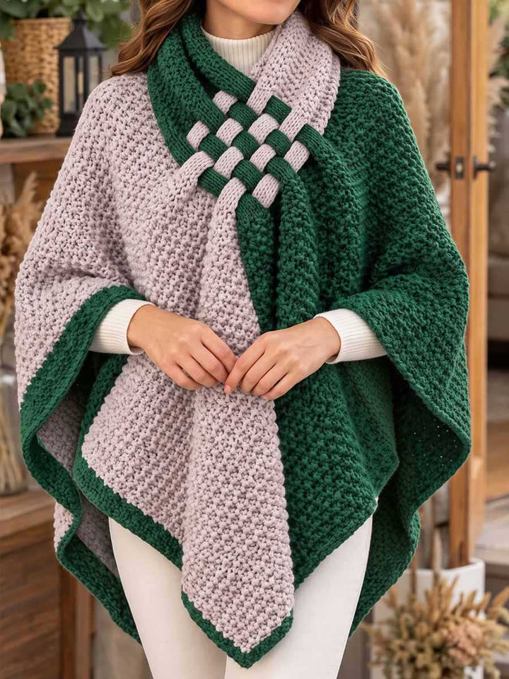 Victoria™ | Elegant Two Tone Chunky Knit Poncho