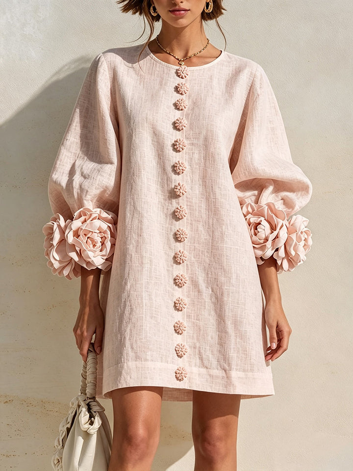 Rosalie™ | 3D Floral Sleeve Romantic Mini Dress