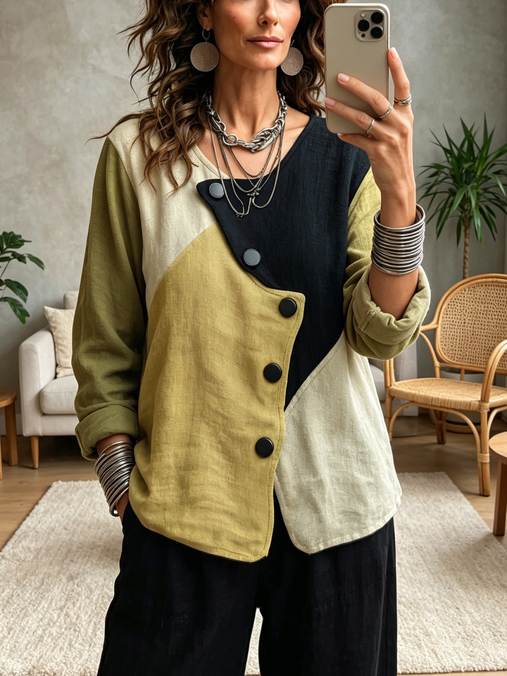 Eliza™ | Stylish Asymmetric Colorblock Top