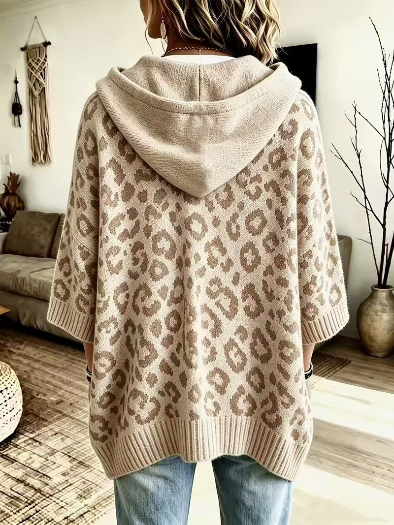 Ivy™ | Leopard Print Knitted Casual Hoodie
