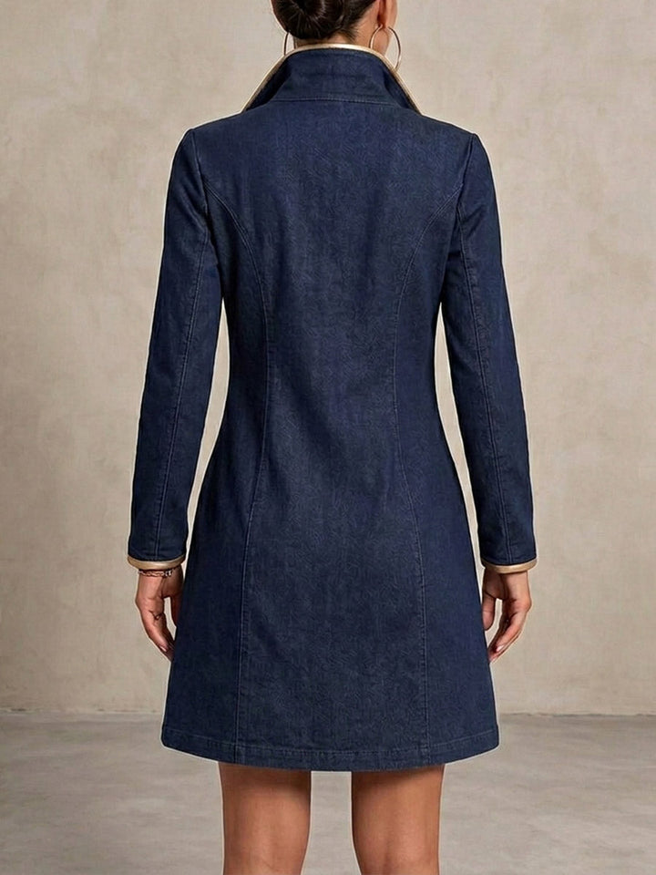 Amber | Vintage Grommet Trim Denim Dress