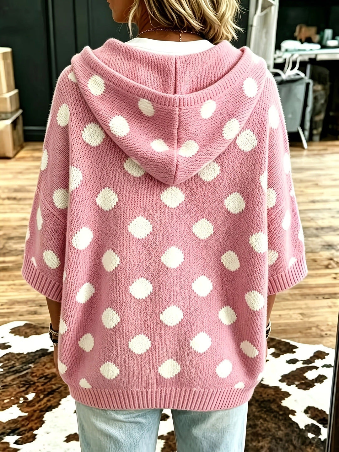 Kaitlyn™ | Casual Hooded Polka-dot Knit Pullover