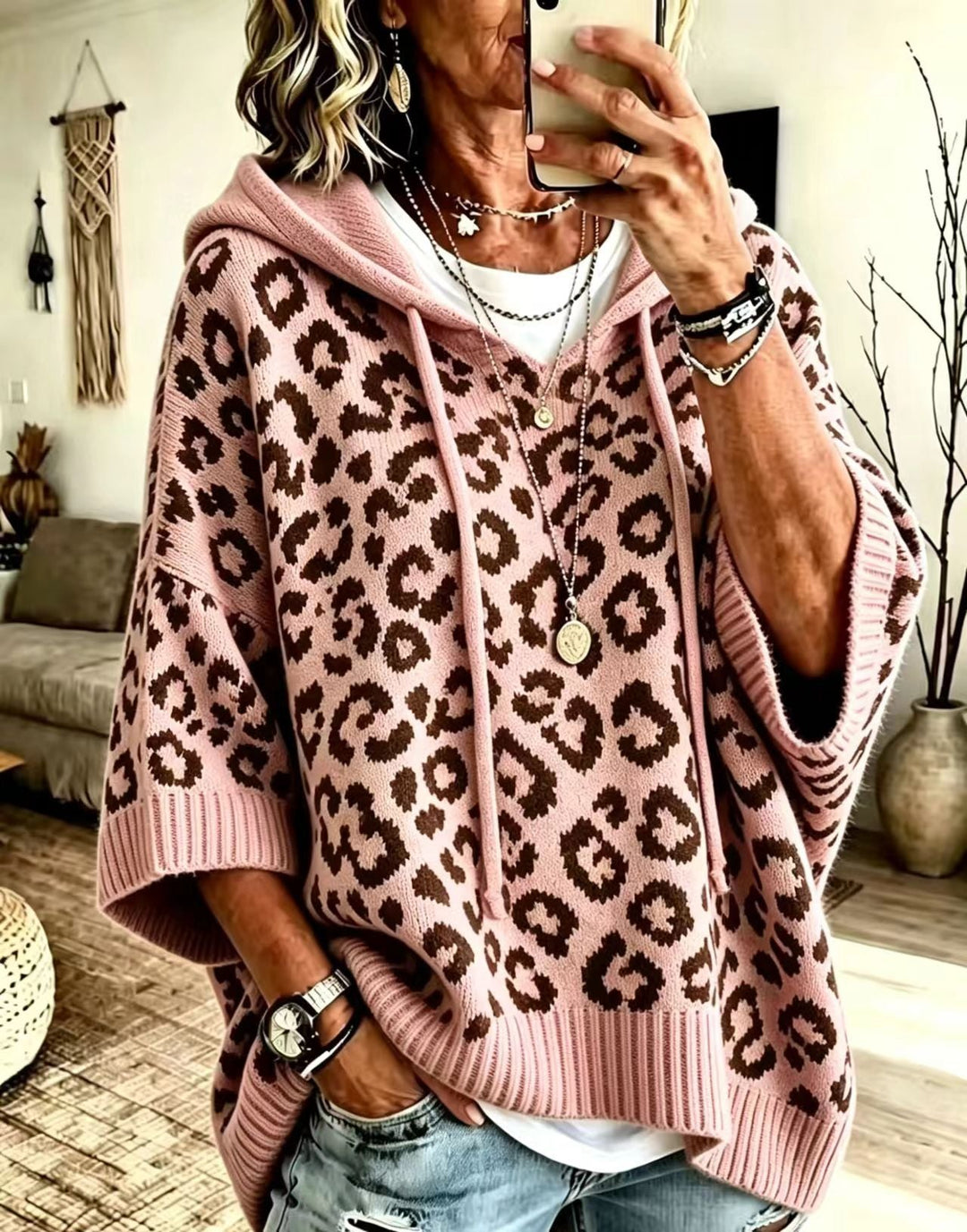 Maya™ | Comfortable And Casual Leopard-print Knitted Hoodie