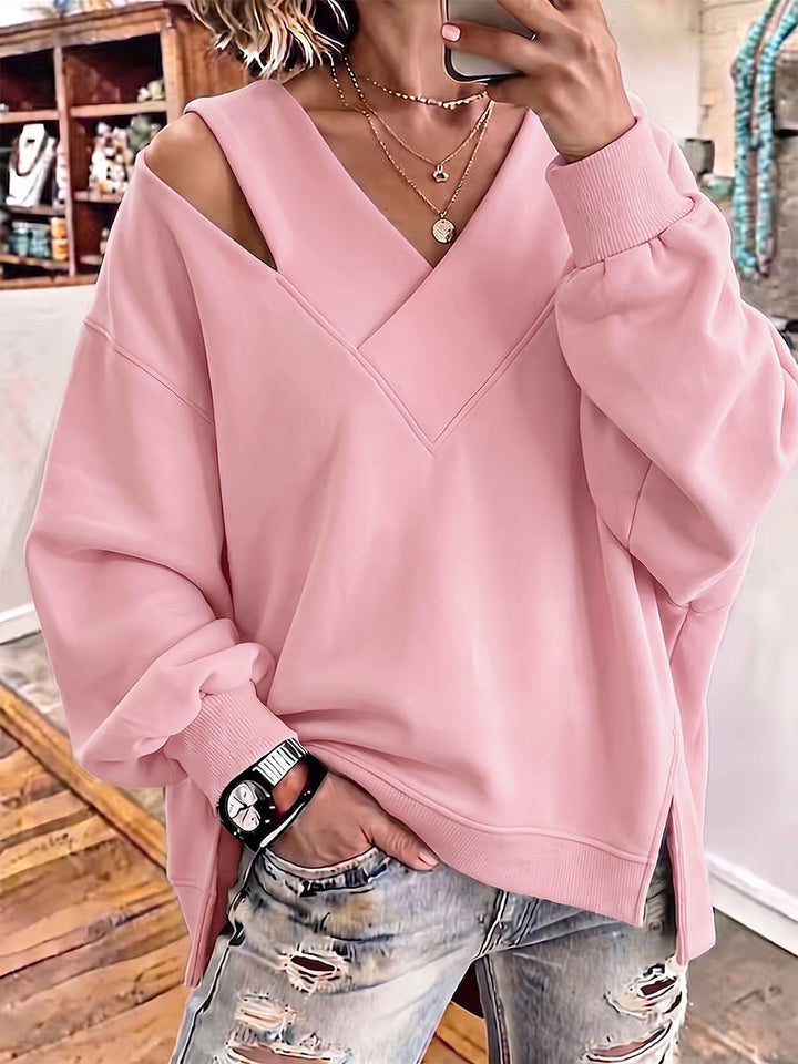 Celine™ | Cutout V-Neck Relaxed Sweatshirt
