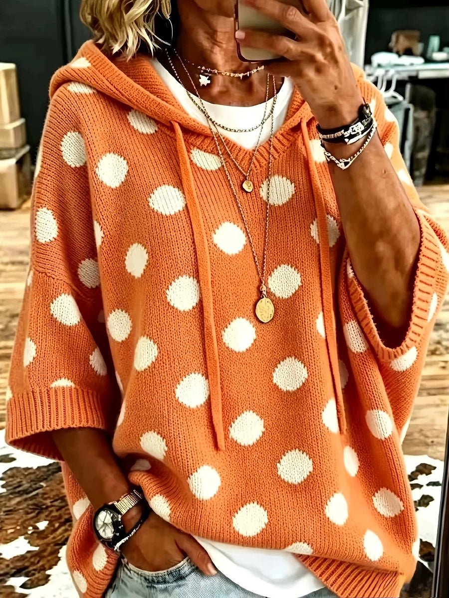 Kaitlyn™ | Casual Hooded Polka-dot Knit Pullover