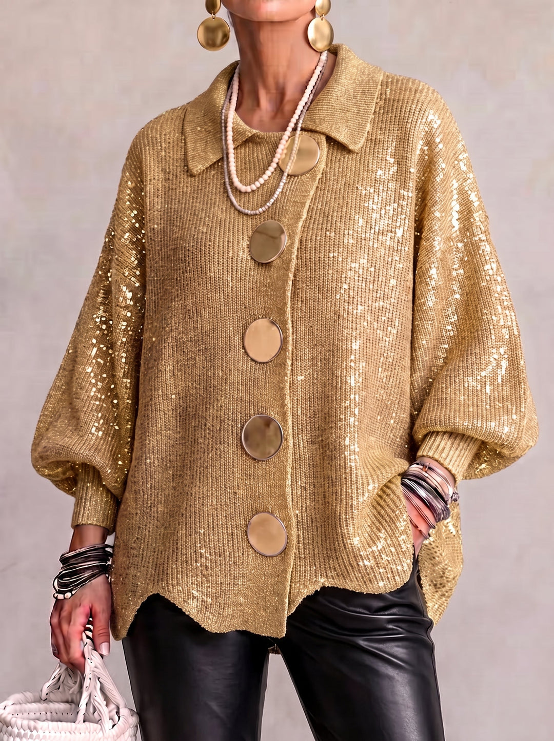 Selene™ | Oversized Collared Button Knit Cardigan