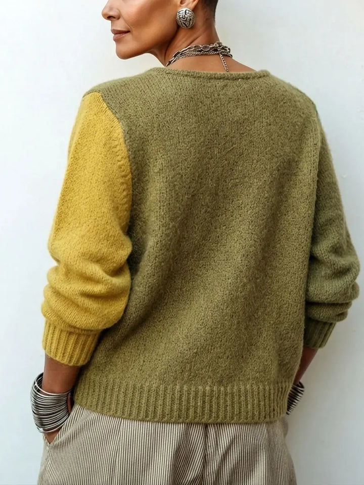 Marielle™ | Asymmetric Color-Block Cozy Knit Sweater