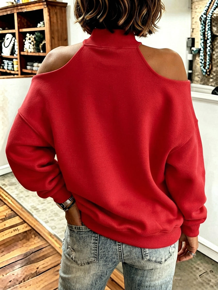 Liora™ | Oversized Bow Detail Mock Neck Sweatshirt
