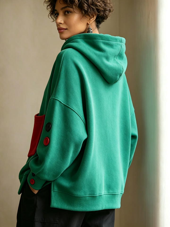 Ophelia™ | Artistic Color-Block Relaxed  Loose-Fit Hoodie