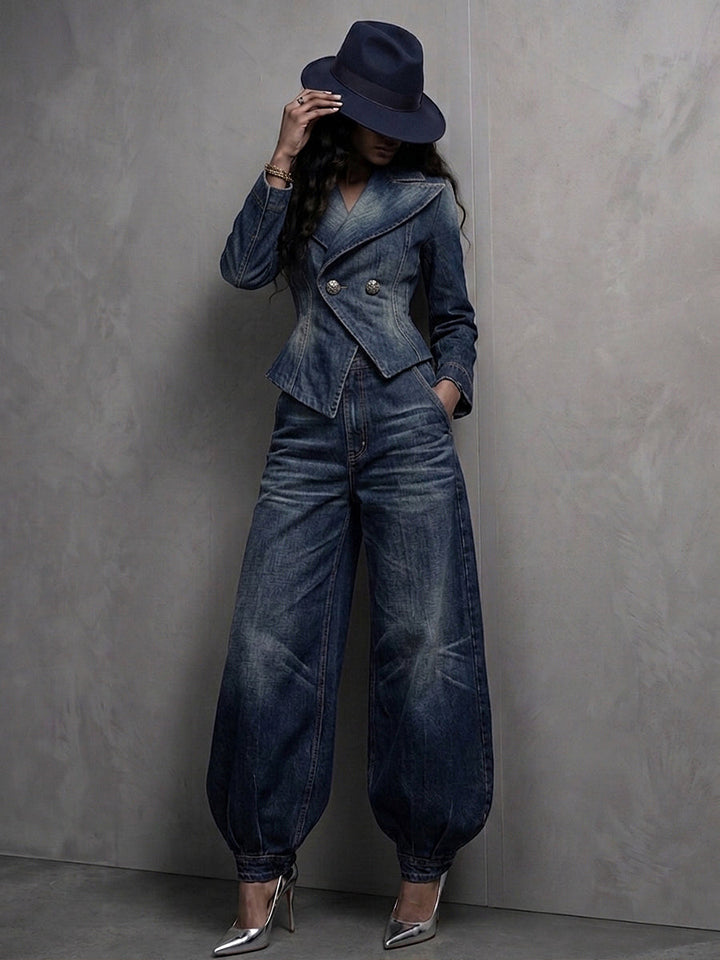 Vivia™ | Plaid Curved-Hem Wide-Leg Trousers
