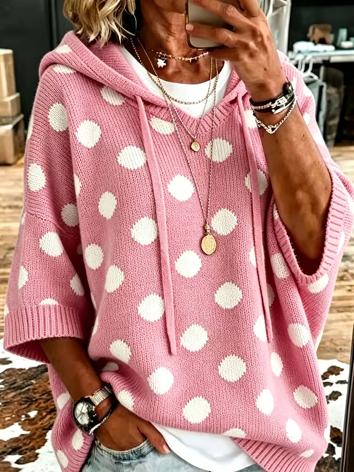 Kaitlyn™ | Casual Hooded Polka-dot Knit Pullover