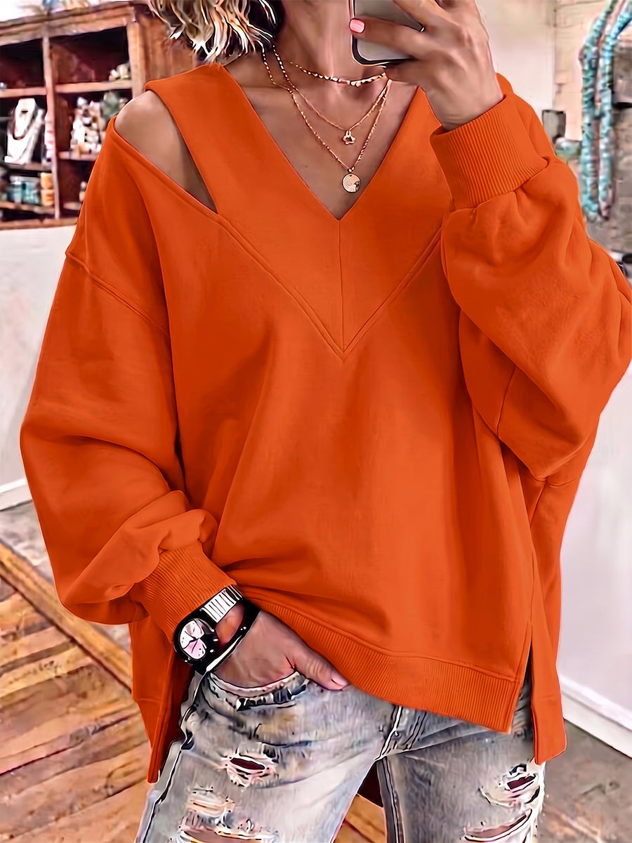 Celine™ | Cutout V-Neck Relaxed Sweatshirt