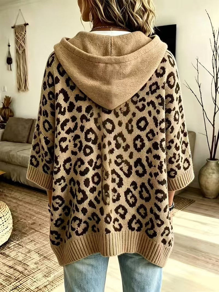 Ivy™ | Leopard Print Knitted Casual Hoodie