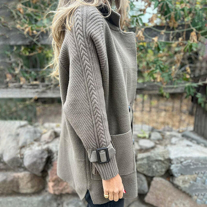 isola | Knit Sleeve Double-Breasted Coat