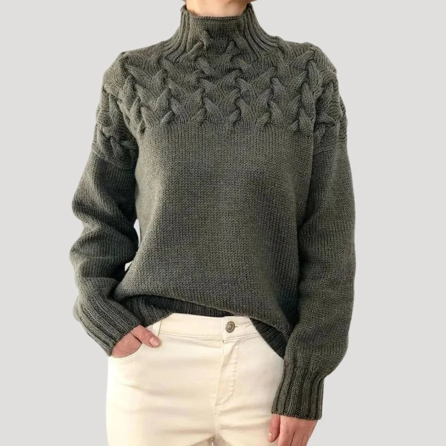 Maya™ | Elegant Cable Knit Turtleneck Sweater