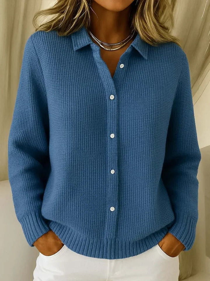 Amelia | Women's Collared Button-Down Textured Knit Sweater Cardigan