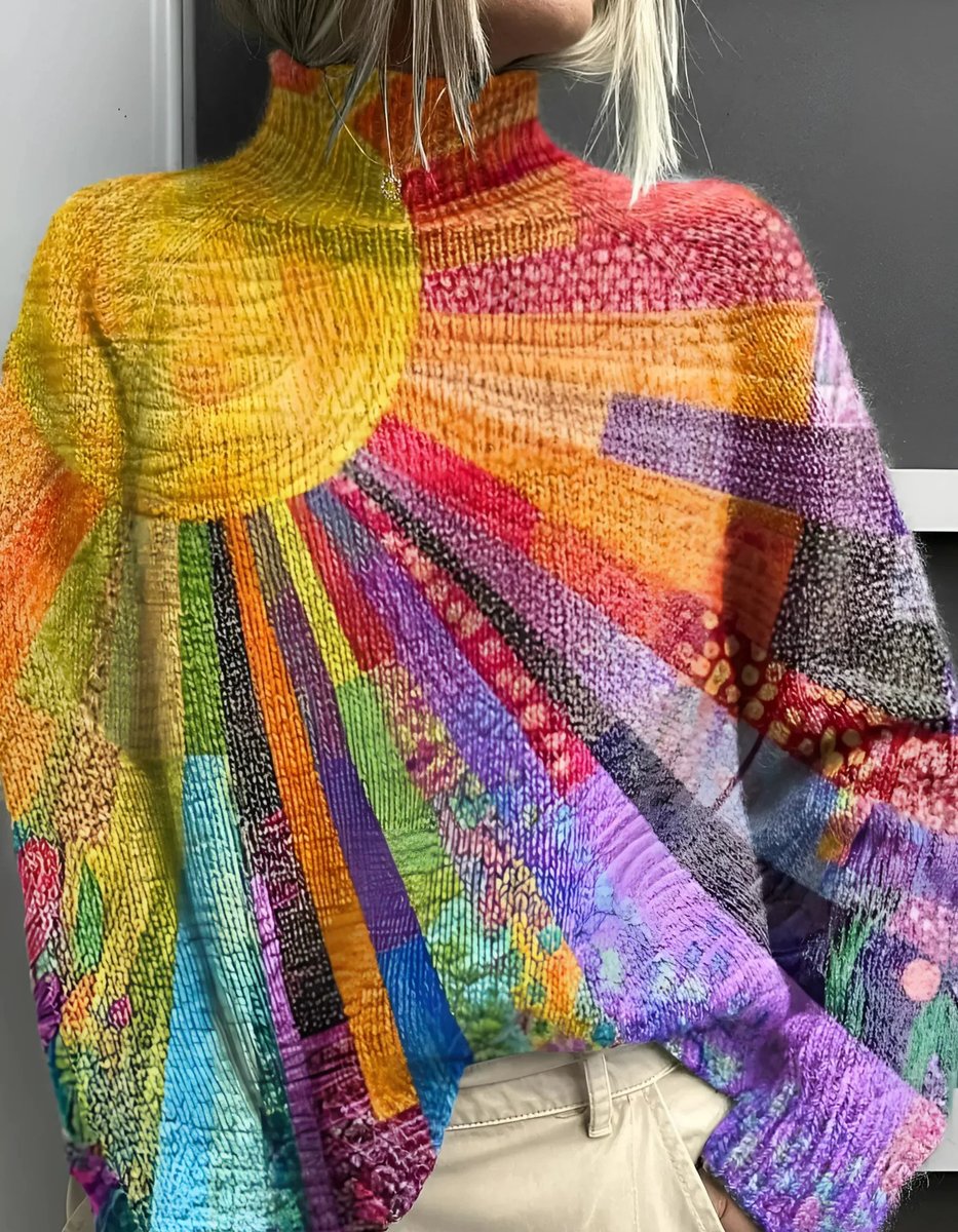 Sophia | Women's Colorful Turtleneck Pullover Sweater Relaxed Knit