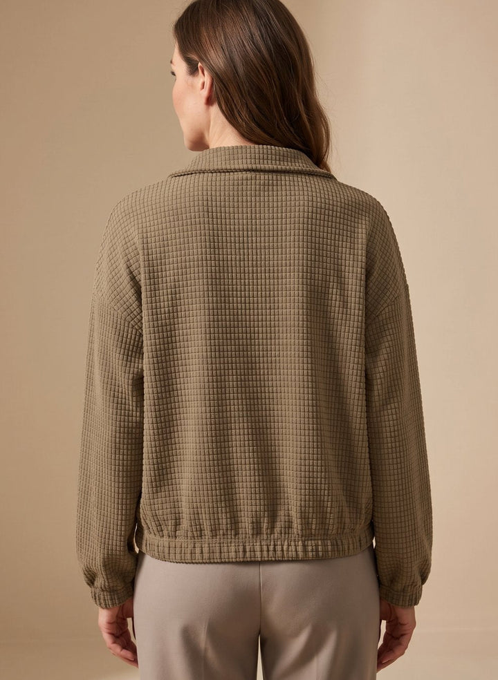 Heather | Cropped Textured Stand-Collar Jacket