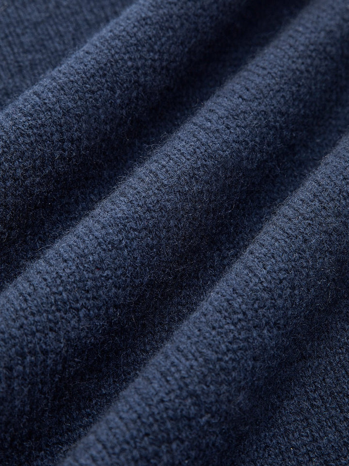 Mia - Women's Denim-Collar Knit Polo Sweater