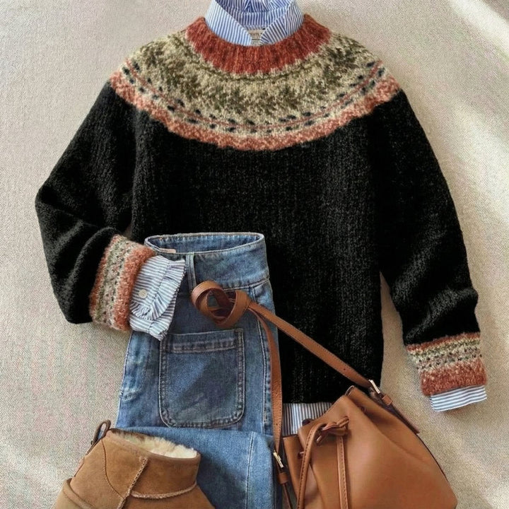Grace - Women's Fair Isle Nordic Relaxed-Fit Knit Sweater