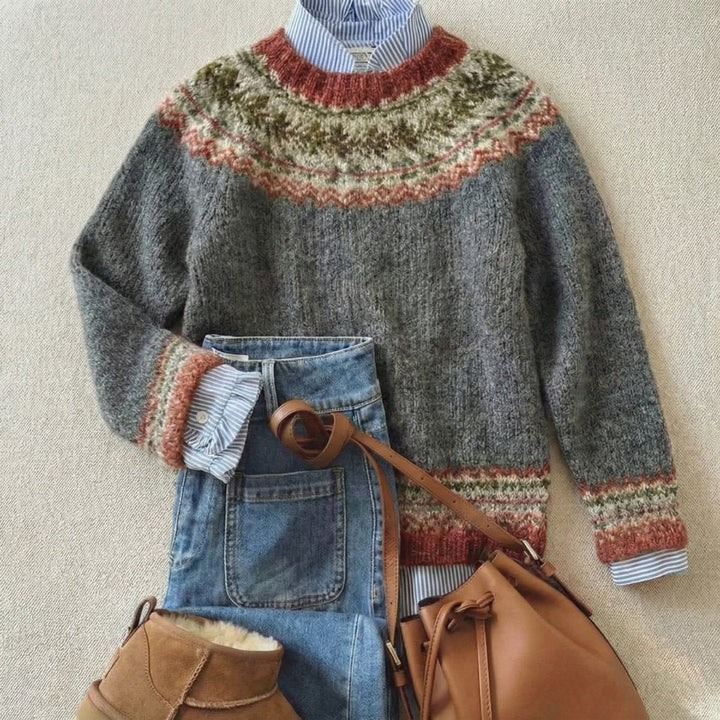 Grace - Women's Fair Isle Nordic Relaxed-Fit Knit Sweater